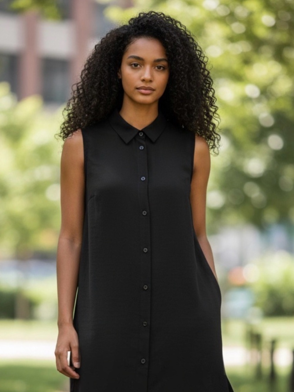 NWT Icon Apparel Women's Large Black SHEER Collared Button Mini Dress Whimsigoth